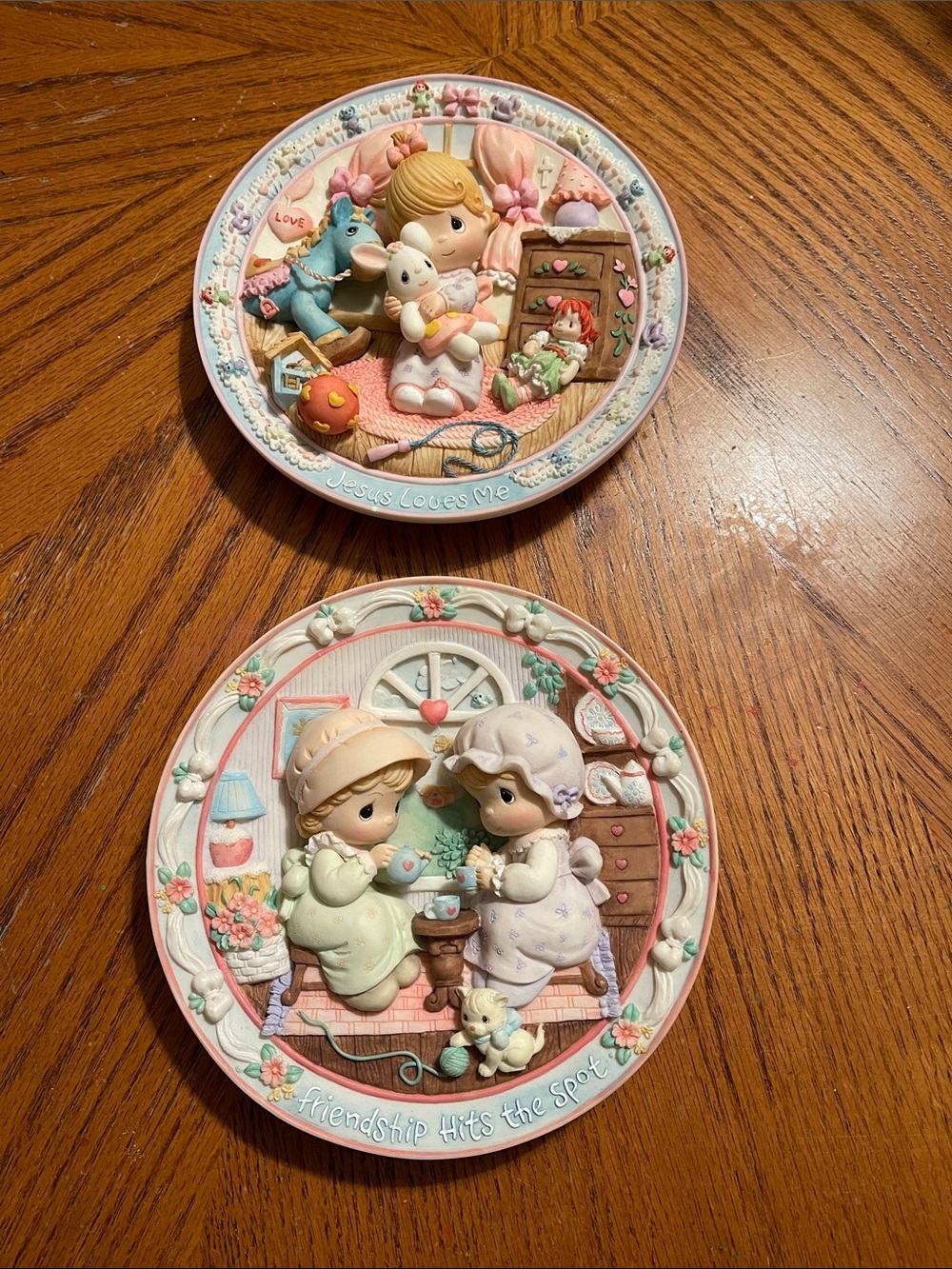 Precious Moments Decorative Wall Plate Set - Pastel Pink & Cream